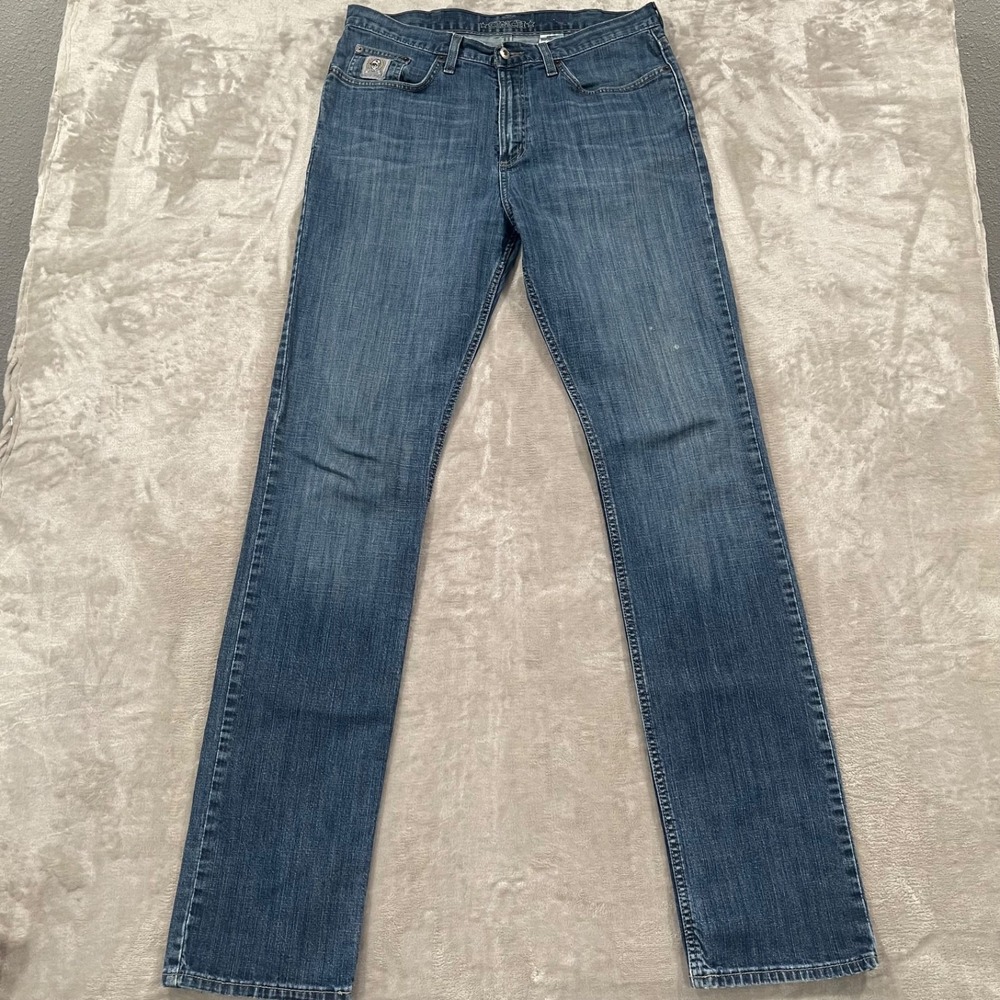 Cinch Jeans Mens 34x38 Blue Denim Cowboy Western Rodeo Straight Slim